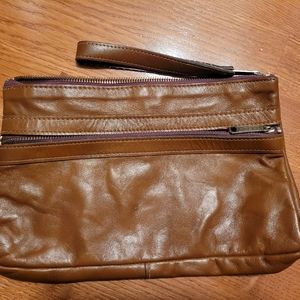 Vintage Brown Leather Wristlet